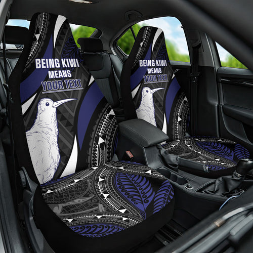 Personalised New Zealand Kiwi Car Seat Cover Silver Fern Tribal Pattern