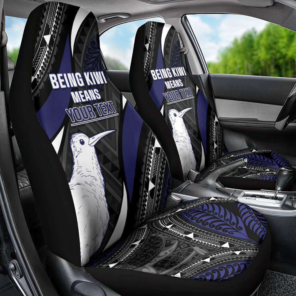 Personalised New Zealand Kiwi Car Seat Cover Silver Fern Tribal Pattern
