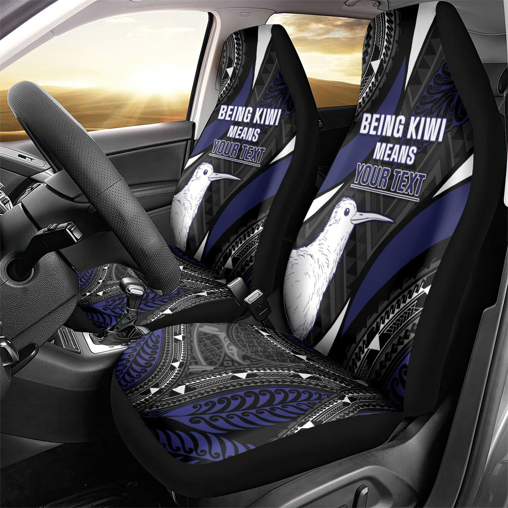 Personalised New Zealand Kiwi Car Seat Cover Silver Fern Tribal Pattern
