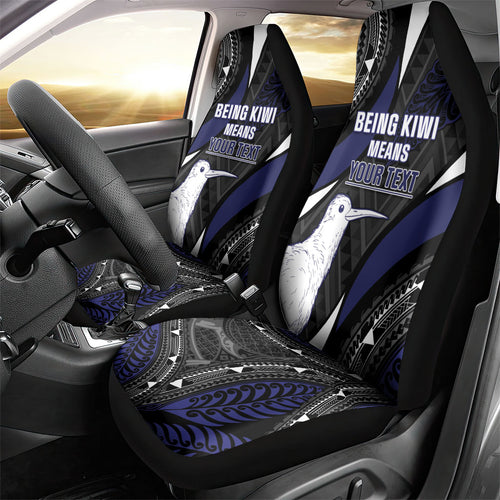 Personalised New Zealand Kiwi Car Seat Cover Silver Fern Tribal Pattern