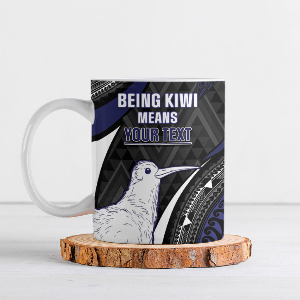 Personalised New Zealand Kiwi Ceramic Mug Silver Fern Tribal Pattern
