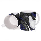 Personalised New Zealand Kiwi Ceramic Mug Silver Fern Tribal Pattern
