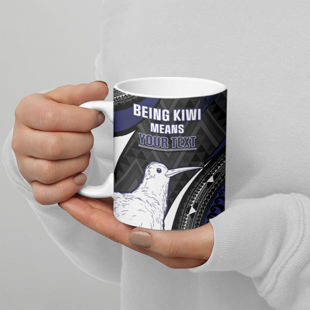 Personalised New Zealand Kiwi Ceramic Mug Silver Fern Tribal Pattern
