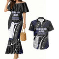 Personalised New Zealand Kiwi Couples Matching Mermaid Dress and Hawaiian Shirt Silver Fern Tribal Pattern