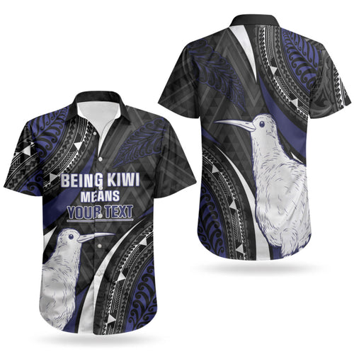 Personalised New Zealand Kiwi Couples Matching Off Shoulder Maxi Dress and Hawaiian Shirt Silver Fern Tribal Pattern