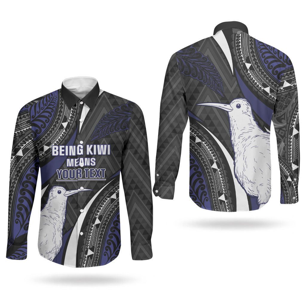 Personalised New Zealand Kiwi Couples Matching Off Shoulder Maxi Dress and Long Sleeve Button Shirt Silver Fern Tribal Pattern