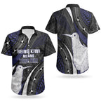 Personalised New Zealand Kiwi Couples Matching Puletasi and Hawaiian Shirt Silver Fern Tribal Pattern