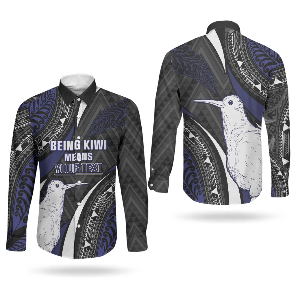 Personalised New Zealand Kiwi Couples Matching Short Sleeve Bodycon Dress and Long Sleeve Button Shirt Silver Fern Tribal Pattern