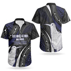 Personalised New Zealand Kiwi Couples Matching Summer Maxi Dress and Hawaiian Shirt Silver Fern Tribal Pattern