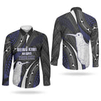 Personalised New Zealand Kiwi Couples Matching Summer Maxi Dress and Long Sleeve Button Shirt Silver Fern Tribal Pattern