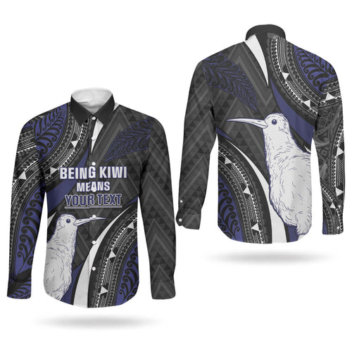 Personalised New Zealand Kiwi Couples Matching Summer Maxi Dress and Long Sleeve Button Shirt Silver Fern Tribal Pattern