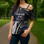 Personalised New Zealand Kiwi Cross Shoulder Shirt Silver Fern Tribal Pattern
