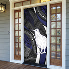 New Zealand Kiwi Door Cover Silver Fern Tribal Pattern