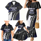 Personalised New Zealand Kiwi Family Matching Mermaid Dress and Hawaiian Shirt Silver Fern Tribal Pattern