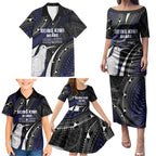 Personalised New Zealand Kiwi Family Matching Puletasi and Hawaiian Shirt Silver Fern Tribal Pattern