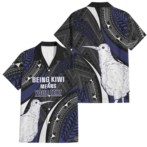 Personalised New Zealand Kiwi Family Matching Puletasi and Hawaiian Shirt Silver Fern Tribal Pattern