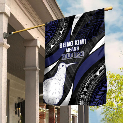 Personalised New Zealand Kiwi Garden Flag Silver Fern Tribal Pattern