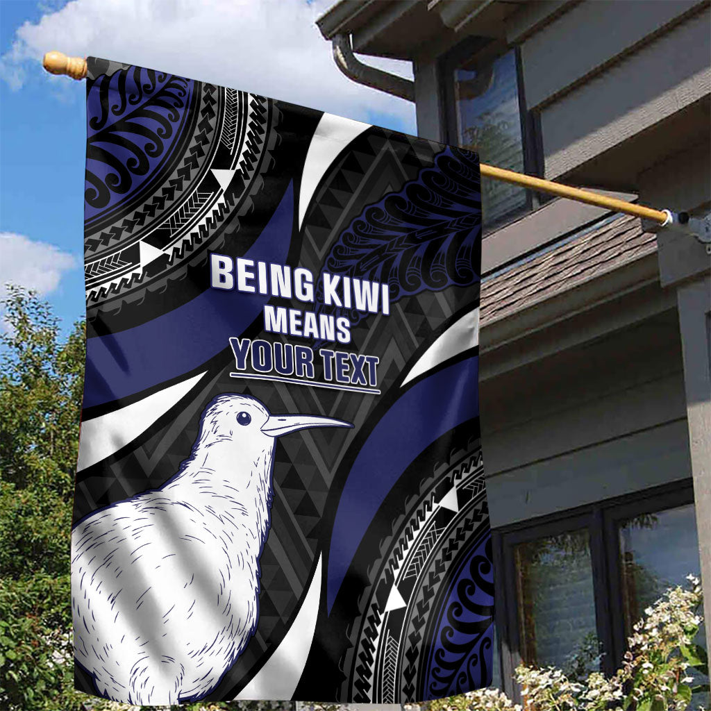 Personalised New Zealand Kiwi Garden Flag Silver Fern Tribal Pattern