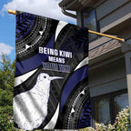 Personalised New Zealand Kiwi Garden Flag Silver Fern Tribal Pattern