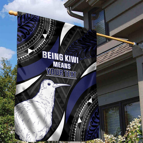 Personalised New Zealand Kiwi Garden Flag Silver Fern Tribal Pattern