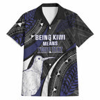 Personalised New Zealand Kiwi Hawaiian Shirt Silver Fern Tribal Pattern