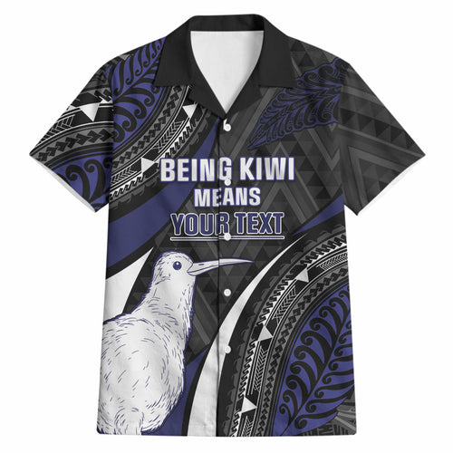 Personalised New Zealand Kiwi Hawaiian Shirt Silver Fern Tribal Pattern