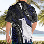 Personalised New Zealand Kiwi Hawaiian Shirt Silver Fern Tribal Pattern
