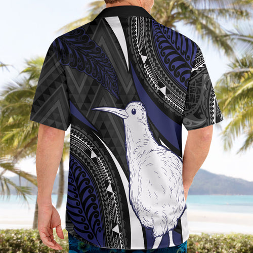 Personalised New Zealand Kiwi Hawaiian Shirt Silver Fern Tribal Pattern
