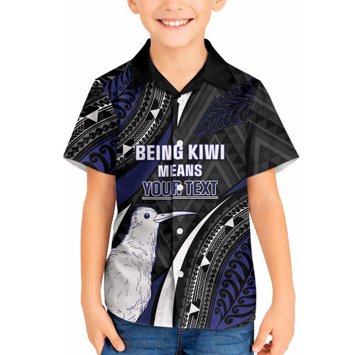 Personalised New Zealand Kiwi Hawaiian Shirt Silver Fern Tribal Pattern