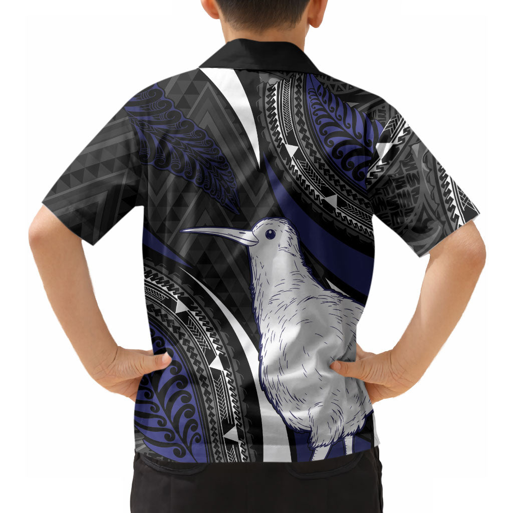 Personalised New Zealand Kiwi Hawaiian Shirt Silver Fern Tribal Pattern