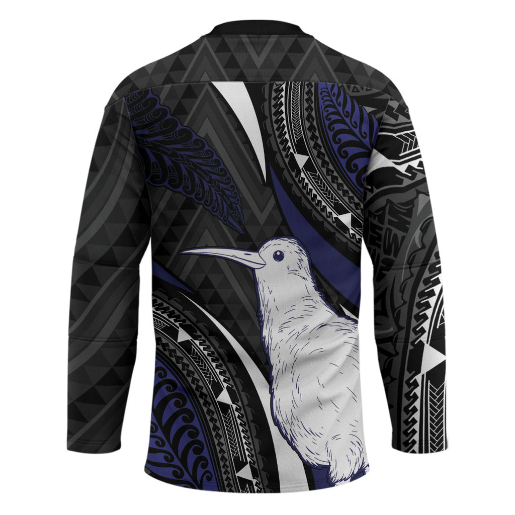 Personalised New Zealand Kiwi Hockey Jersey Silver Fern Tribal Pattern