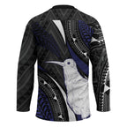 Personalised New Zealand Kiwi Hockey Jersey Silver Fern Tribal Pattern