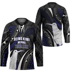 Personalised New Zealand Kiwi Hockey Jersey Silver Fern Tribal Pattern