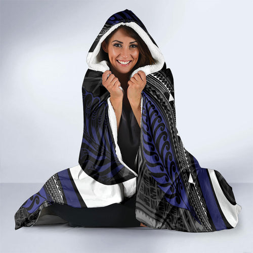 Personalised New Zealand Kiwi Hooded Blanket Silver Fern Tribal Pattern