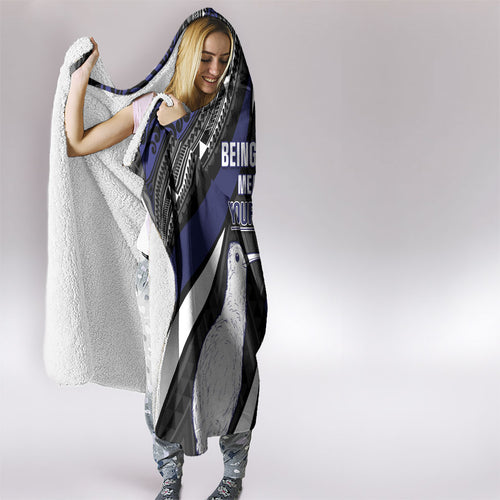 Personalised New Zealand Kiwi Hooded Blanket Silver Fern Tribal Pattern