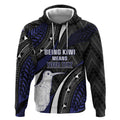 Personalised New Zealand Kiwi Hoodie Silver Fern Tribal Pattern