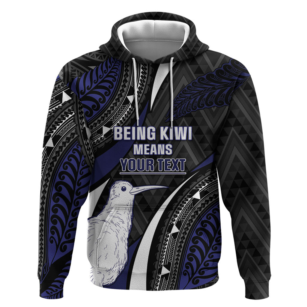Personalised New Zealand Kiwi Hoodie Silver Fern Tribal Pattern
