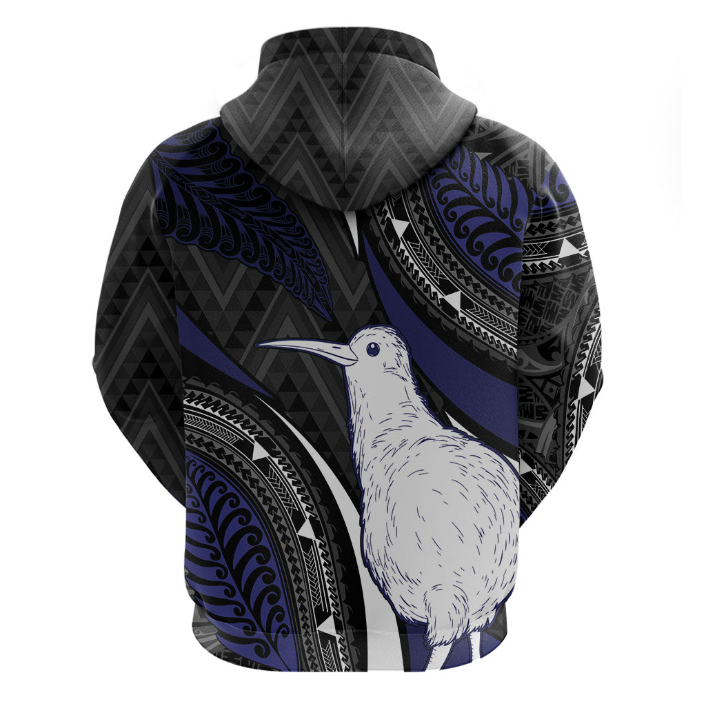 Personalised New Zealand Kiwi Hoodie Silver Fern Tribal Pattern