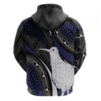Personalised New Zealand Kiwi Hoodie Silver Fern Tribal Pattern