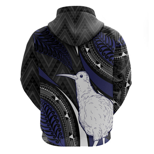 Personalised New Zealand Kiwi Hoodie Silver Fern Tribal Pattern