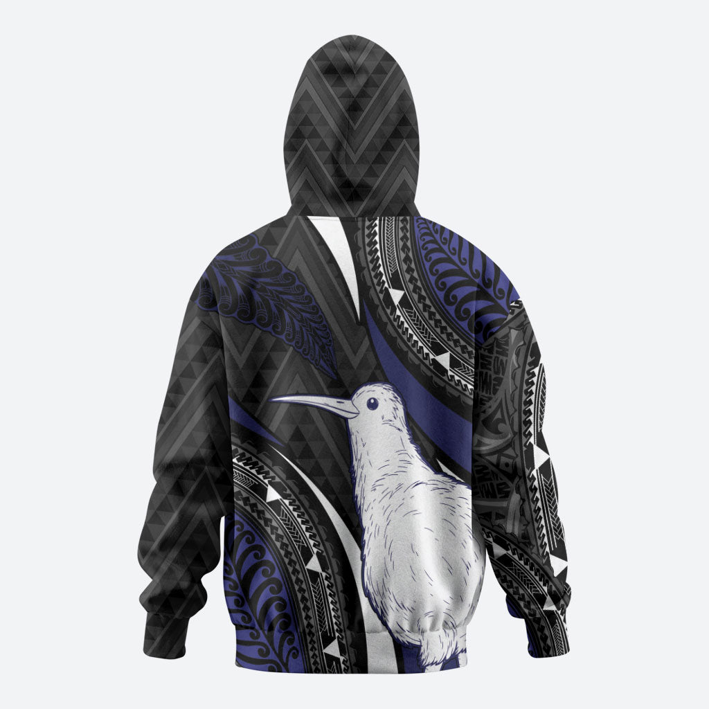 Personalised New Zealand Kiwi Hoodie Silver Fern Tribal Pattern