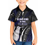 Personalised New Zealand Kiwi Kid Hawaiian Shirt Silver Fern Tribal Pattern