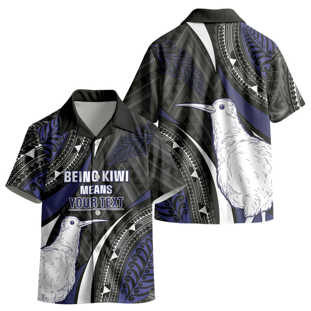 Personalised New Zealand Kiwi Kid Hawaiian Shirt Silver Fern Tribal Pattern