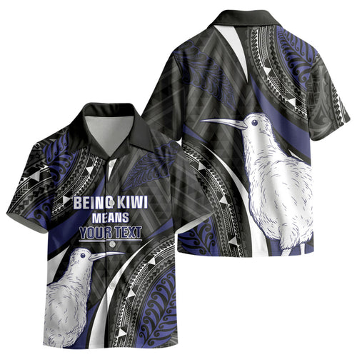 Personalised New Zealand Kiwi Kid Hawaiian Shirt Silver Fern Tribal Pattern