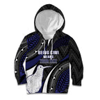 Personalised New Zealand Kiwi Kid Hoodie Silver Fern Tribal Pattern