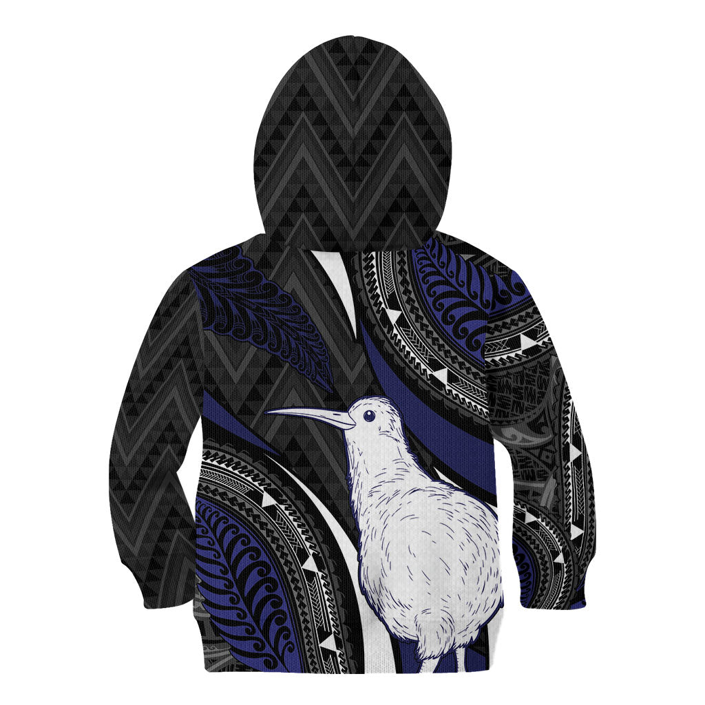 Personalised New Zealand Kiwi Kid Hoodie Silver Fern Tribal Pattern