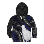 Personalised New Zealand Kiwi Kid Hoodie Silver Fern Tribal Pattern