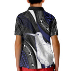 Personalised New Zealand Kiwi Kid Polo Shirt Silver Fern Tribal Pattern