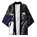 Personalised New Zealand Kiwi Kimono Silver Fern Tribal Pattern