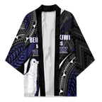 Personalised New Zealand Kiwi Kimono Silver Fern Tribal Pattern